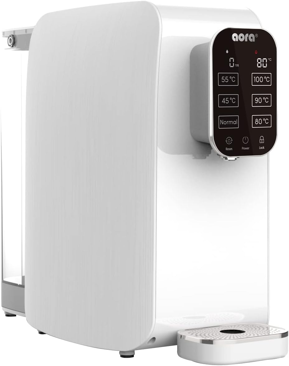 AORA | Mobile Umkehrosmoseanlage ohne Festwasseranschluss | FRESH OSMOSIS WATER | Kein Wasseranschluss nötig, 6 Temperaturstufen Raumtemperiert - 100 °C, 5 Stufen Filterung, Wasserqualität Überwachung